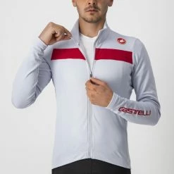 Castelli Puro 3 Jersey FZ Silver Gray/Red Reflex