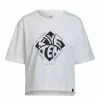 FIVETEN Cropped Graphic T-Shirt White -Fiveten Verkäufe hb0049 1 apparel photography front view white