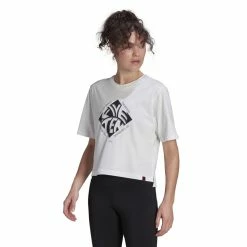 FIVETEN Cropped Graphic T-Shirt White 31 FIVETEN Cropped Graphic T-Shirt White -Fiveten Verkäufe hb0049 3 apparel on model standard view white