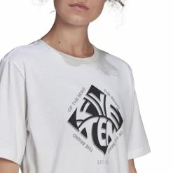FIVETEN Cropped Graphic T-Shirt White 21 FIVETEN Cropped Graphic T-Shirt White -Fiveten Verkäufe hb0049 7 apparel on model detail view 1 white